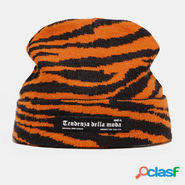 Unisex acrílico tejido Zebra Patrón letra etiqueta de tela