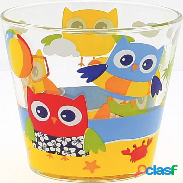 Vaso vidrio decorado búho agua o refresco (pack 3 unidades)