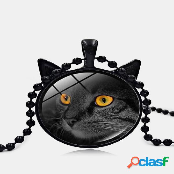 Ventage estereoscópico Black Gato Collar con estampado de