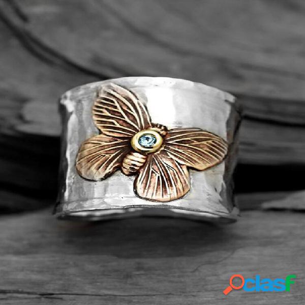 Vintage aleación tallada Mujer anillo anillo de mariposa de