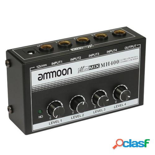 ammoon MH400 Mezclador de línea de 4 canales de ruido ultra