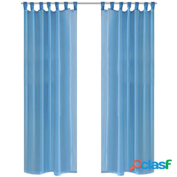 vidaXL 2 Cortinas turquesas transparentes 140 x 245 cm