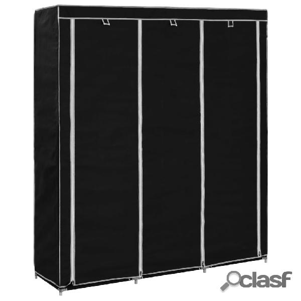 vidaXL 282453 Wardrobe with Compartments and Rods Black