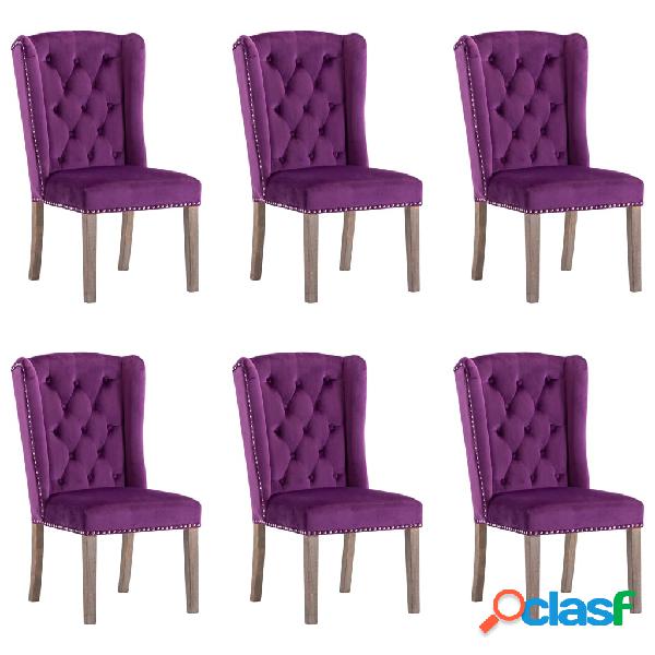 vidaXL 3055867 Dining Chairs 6 pcs Purple Velvet (6x287956)