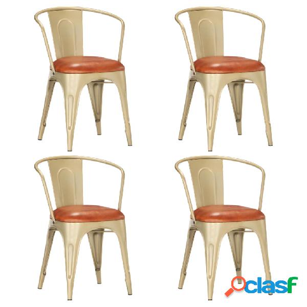 vidaXL 3056496 Dining Chairs 4 pcs Brown Real Leather
