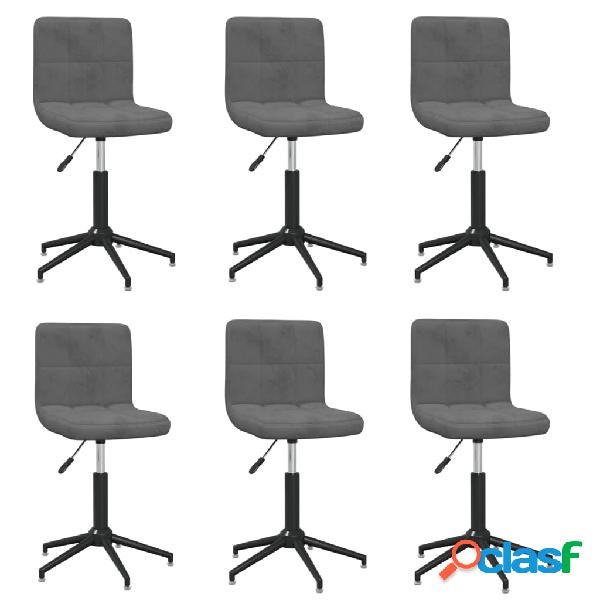 vidaXL 3087679 Swivel Dining Chairs 6 pcs Dark Grey Velvet
