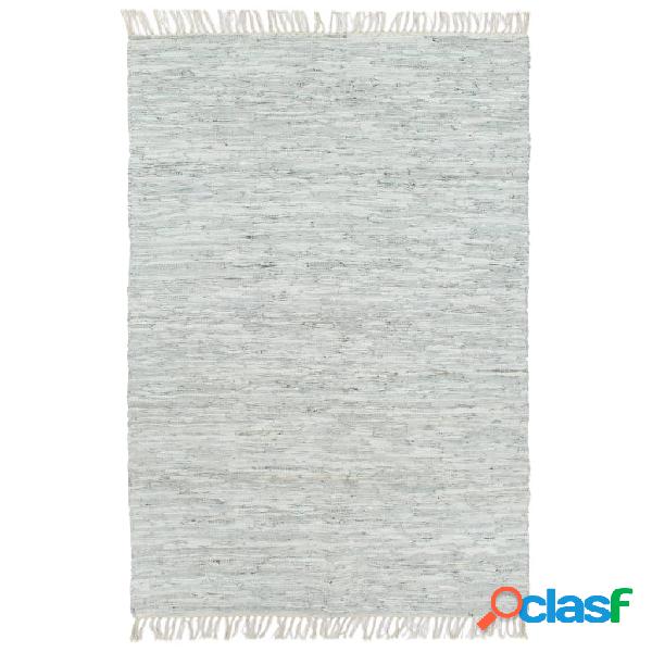 vidaXL Alfombra chindi tejida a mano cuero 190x280 cm gris