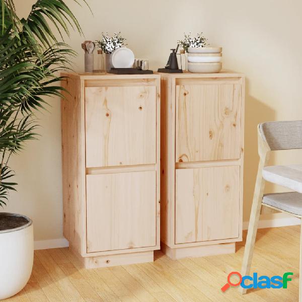 vidaXL Aparador 2 uds madera maciza de pino 31,5x34x75 cm