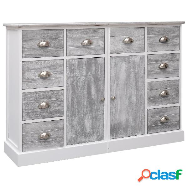 vidaXL Aparador con 10 cajones madera gris 113x30x79 cm
