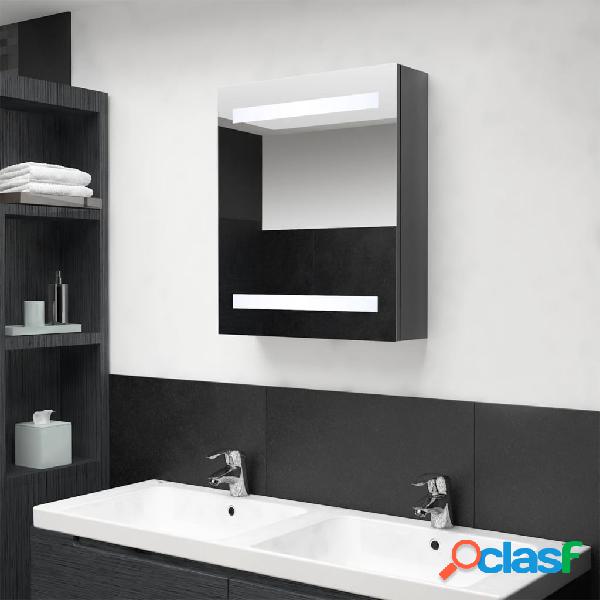 vidaXL Armario de baño con espejo LED gris brillante