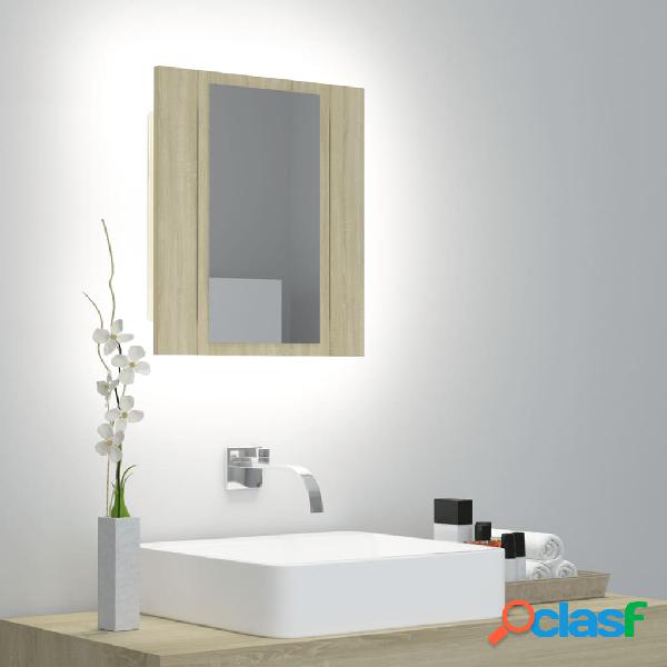 vidaXL Armario espejo de baño con luz LED roble Sonoma