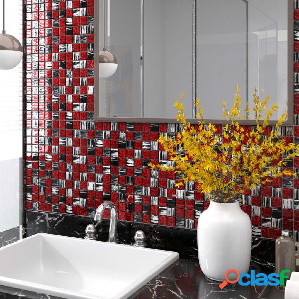 vidaXL Azulejos de mosaico 22 unidades vidrio negro y rojo