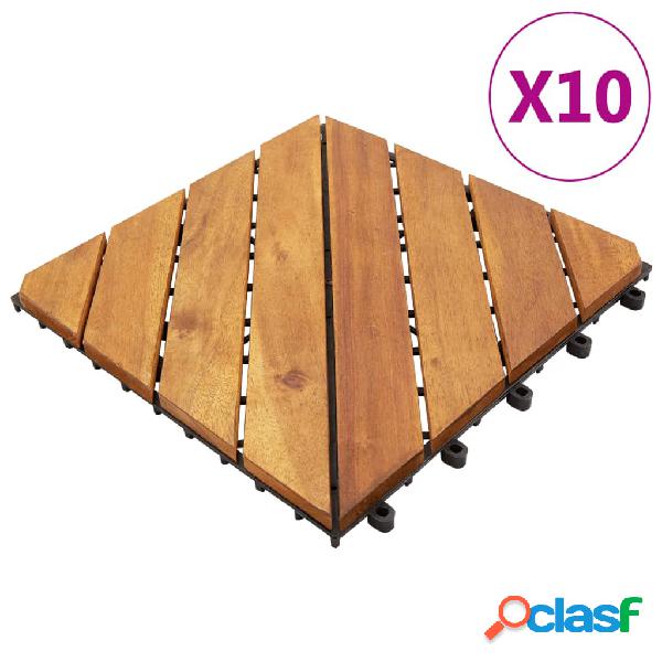 vidaXL Baldosas de terraza 10 uds madera de acacia maciza