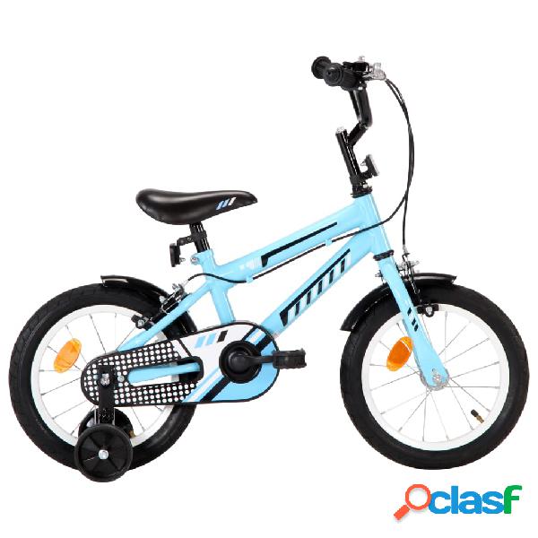 vidaXL Bicicleta para niños 14 pulgadas negro y azul