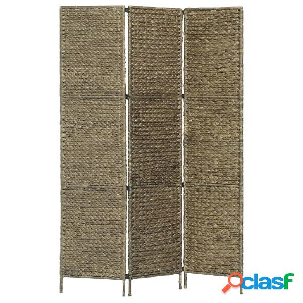 vidaXL Biombo divisor 3 paneles jacinto de agua marrón