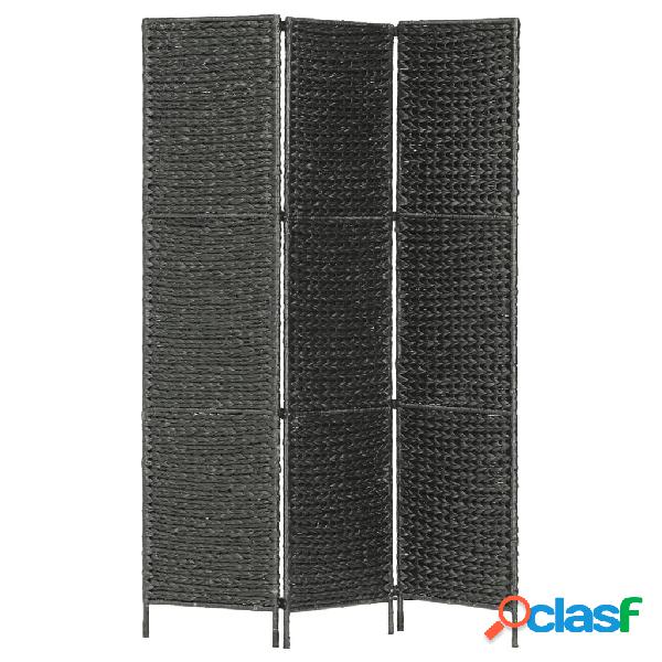 vidaXL Biombo divisor 3 paneles jacinto de agua negro