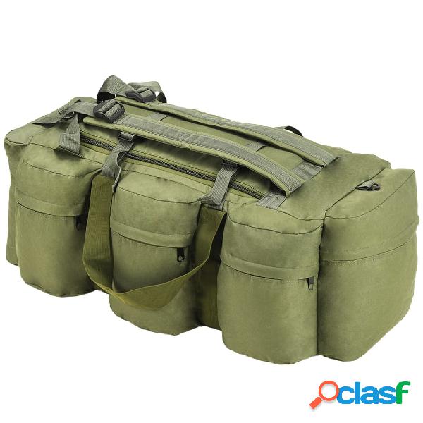 vidaXL Bolso de lona estilo militar 3-en-1 120 L verde oliva