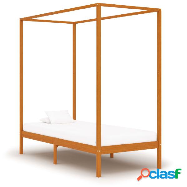 vidaXL Cama con dosel de madera maciza de pino marrón miel