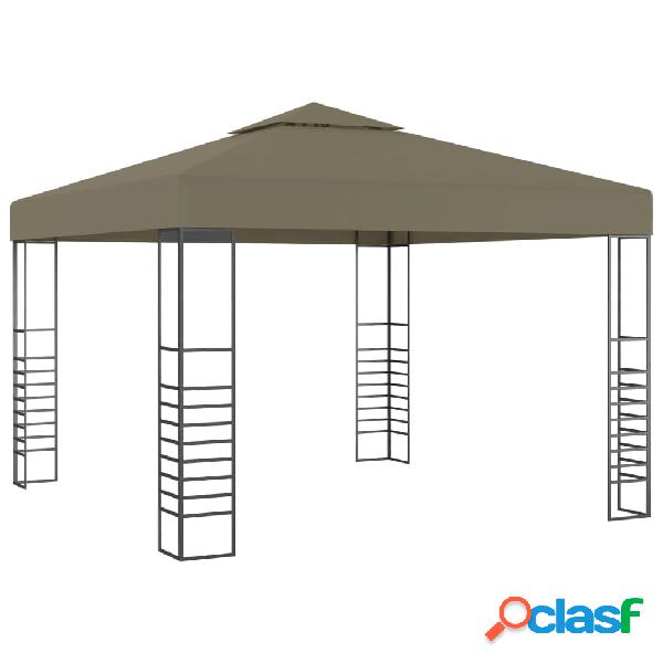 vidaXL Carpa de jardín con tejado retráctil gris taupe