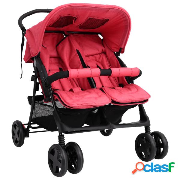 vidaXL Carrito para gemelos de acero rojo