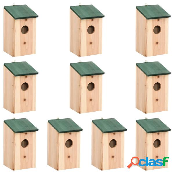 vidaXL Casa para pájaros 10 unidades madera maciza de abeto