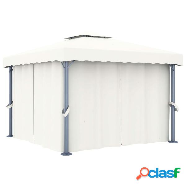 vidaXL Cenador con cortina blanco crema aluminio 3x3 m
