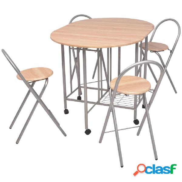 vidaXL Conjunto de comedor plegable 5 piezas MDF