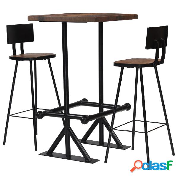 vidaXL Conjunto de muebles de bar 3 piezas madera maciza