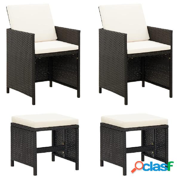 vidaXL Conjunto de silla de jardín y taburete 4 piezas