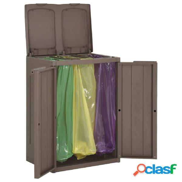 vidaXL Cubo de basura con 2 puertas PP marrón 65x45x88 cm