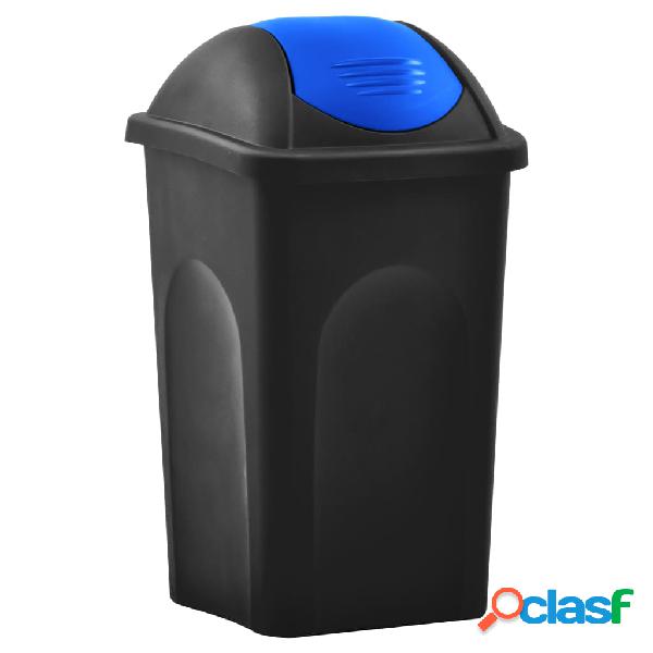 vidaXL Cubo de basura con tapa oscilante 60 L negro y azul