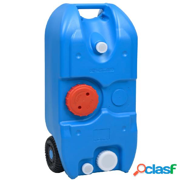 vidaXL Depósito de agua con ruedas para camping azul 40 L