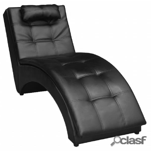 vidaXL Diván con almohada de cuero sintético negro