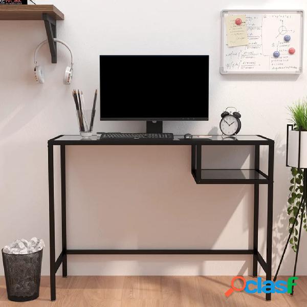 vidaXL Escritorio para ordenador vidrio negro mármol