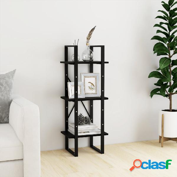 vidaXL Estantería de 3 niveles madera maciza pino negro