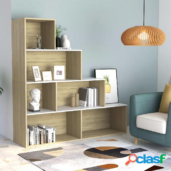 vidaXL Estantería/divisor aglomerado color blanco y roble