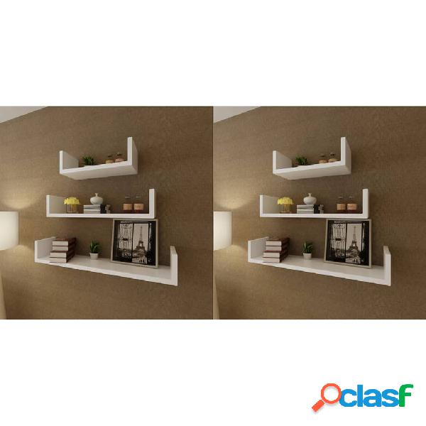 vidaXL Estantes de pared 6 unidades blanco