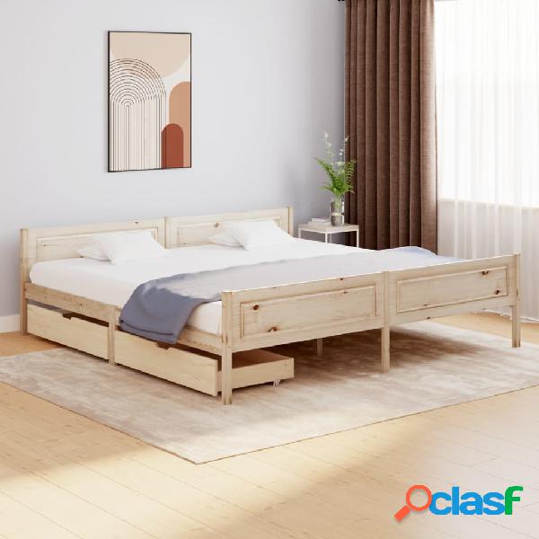 vidaXL Estructura de cama con 2 cajones madera maciza pino