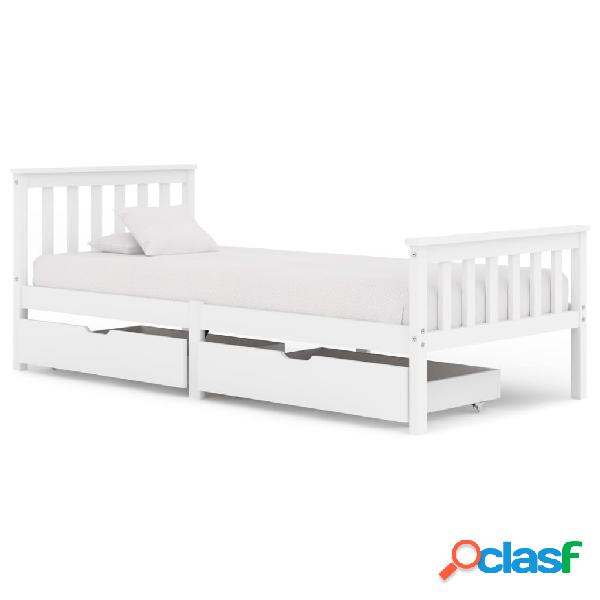 vidaXL Estructura de cama con 2 cajones madera pino blanco