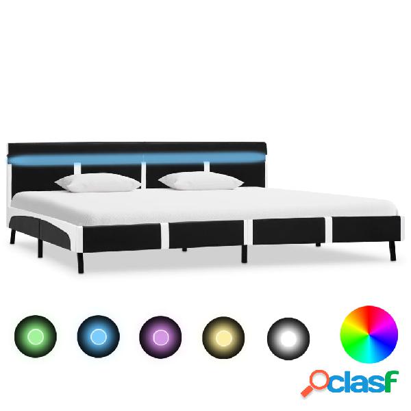 vidaXL Estructura de cama con LED cuero sintético negro