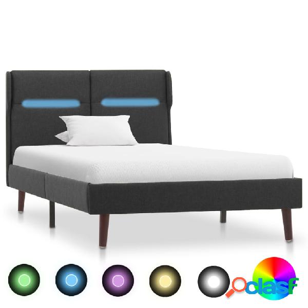 vidaXL Estructura de cama con LED de tela gris oscura