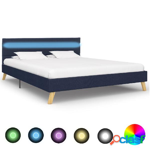 vidaXL Estructura de cama con LED tela azul 160x200 cm