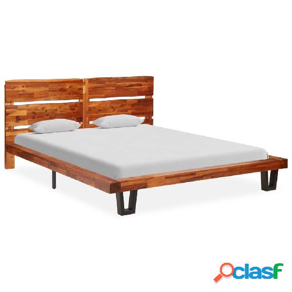 vidaXL Estructura de cama con borde natural madera maciza