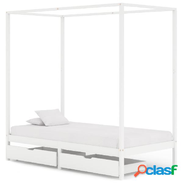 vidaXL Estructura de cama con dosel 2 cajones pino blanco