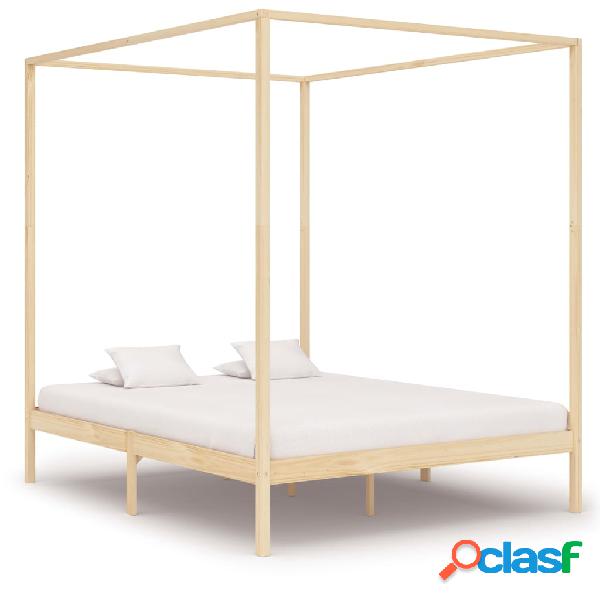 vidaXL Estructura de cama con dosel madera maciza de pino