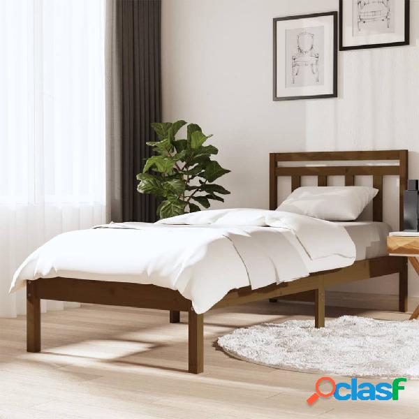 vidaXL Estructura de cama madera maciza marrón miel 75x190