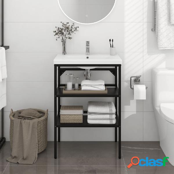 vidaXL Estructura de lavabo de hierro negro 59x38x83 cm