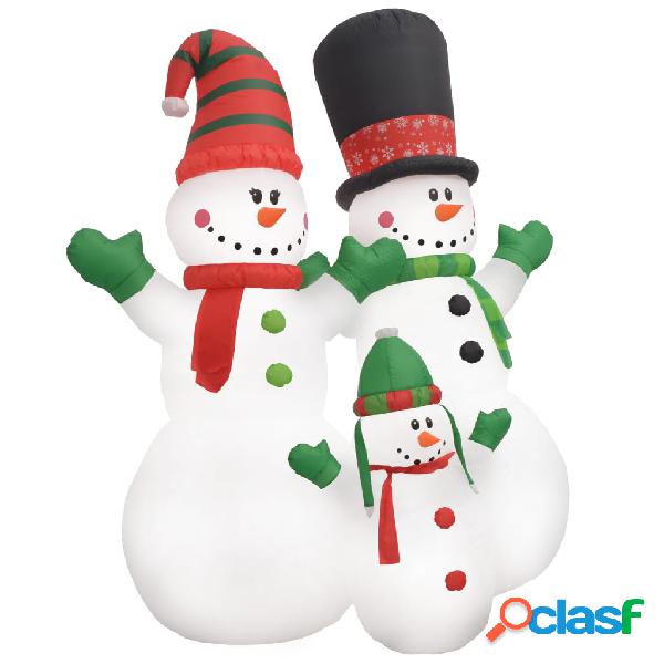 vidaXL Familia de muñecos de nieve inflable Navidad LED