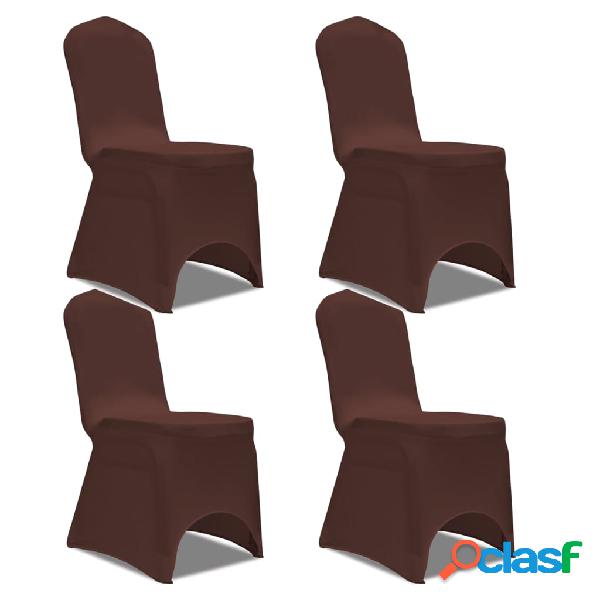 vidaXL Funda de silla elástica 4 unidades marrón