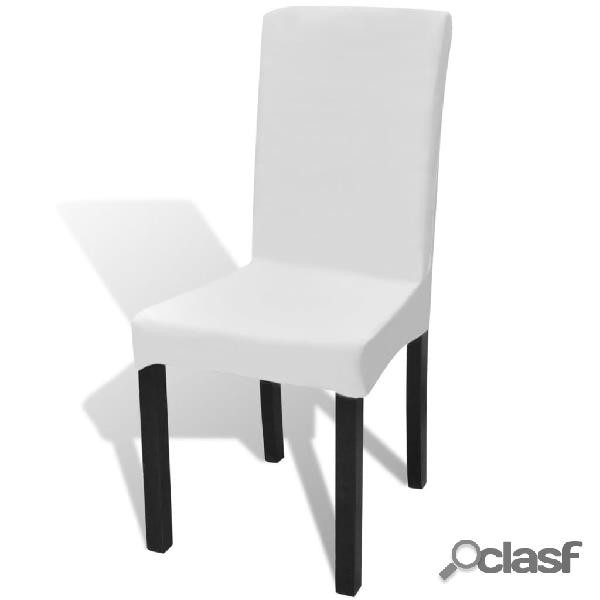 vidaXL Funda para silla elástica recta 6 unidades blanca